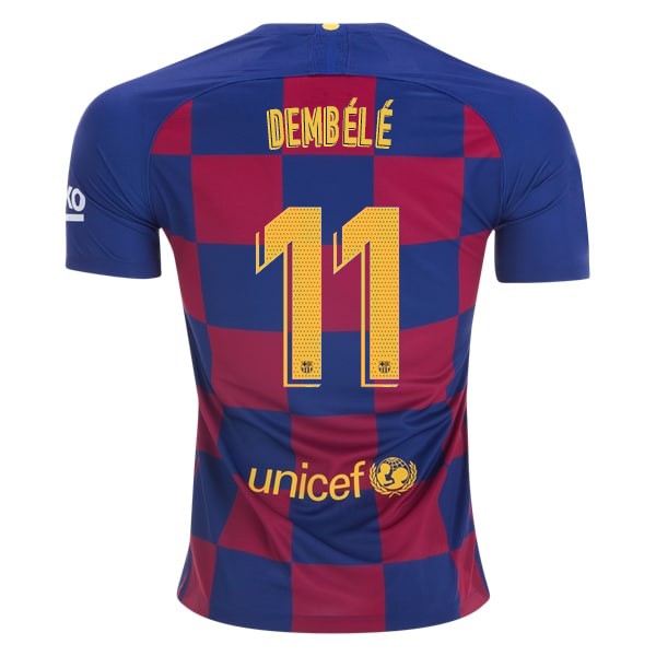 Camiseta Barcelona NO.11 O.Dembele Primera 2019-2020 Azul Rojo